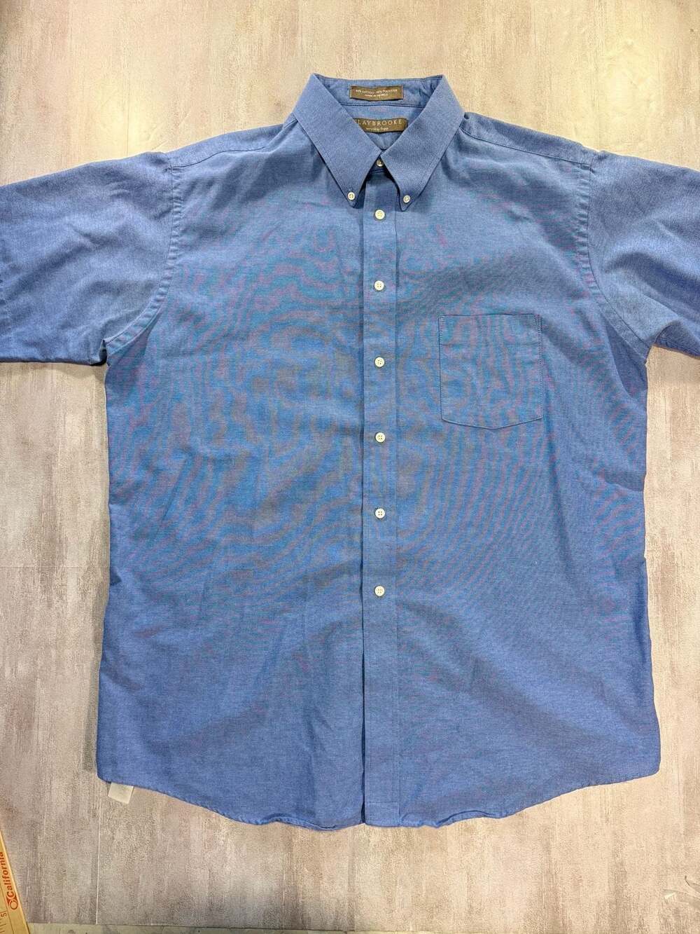 Vintage‎ Preppy Claybrooke Wrinkle Free Button Down Shirt Blue Size 17 1/2